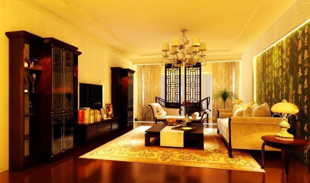 living room with yellow walls