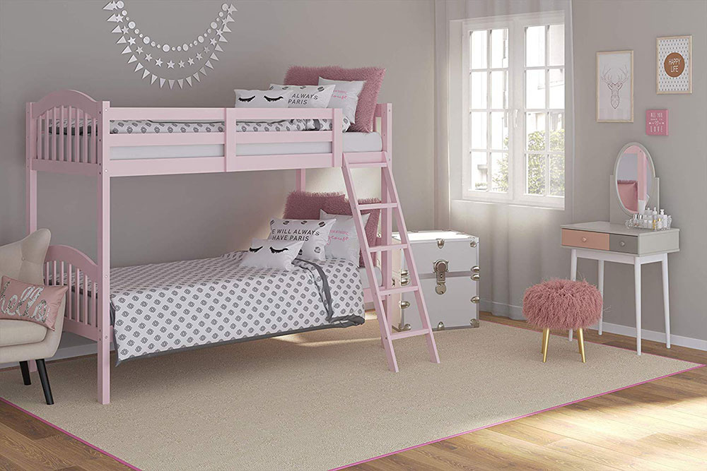 girls room with loft bed