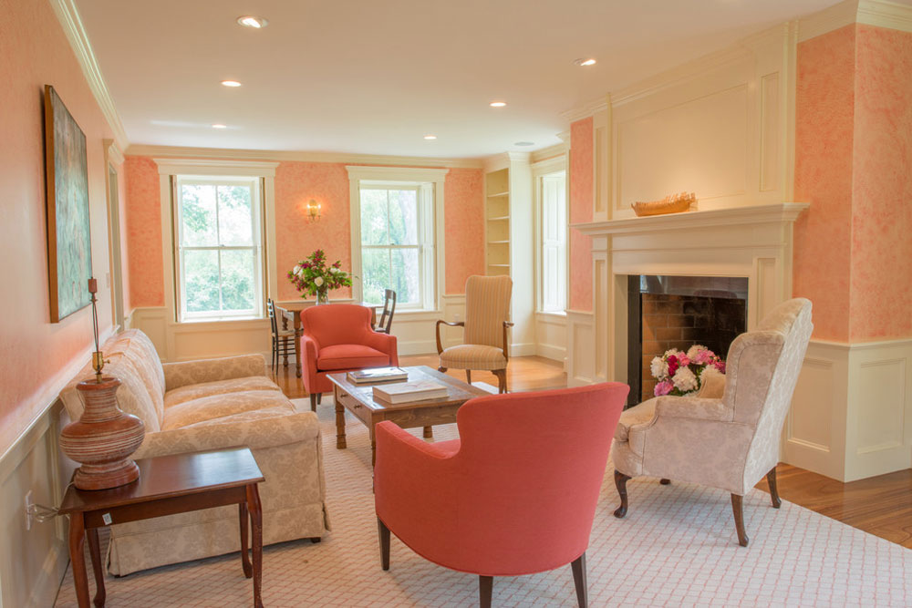 peach paint living room