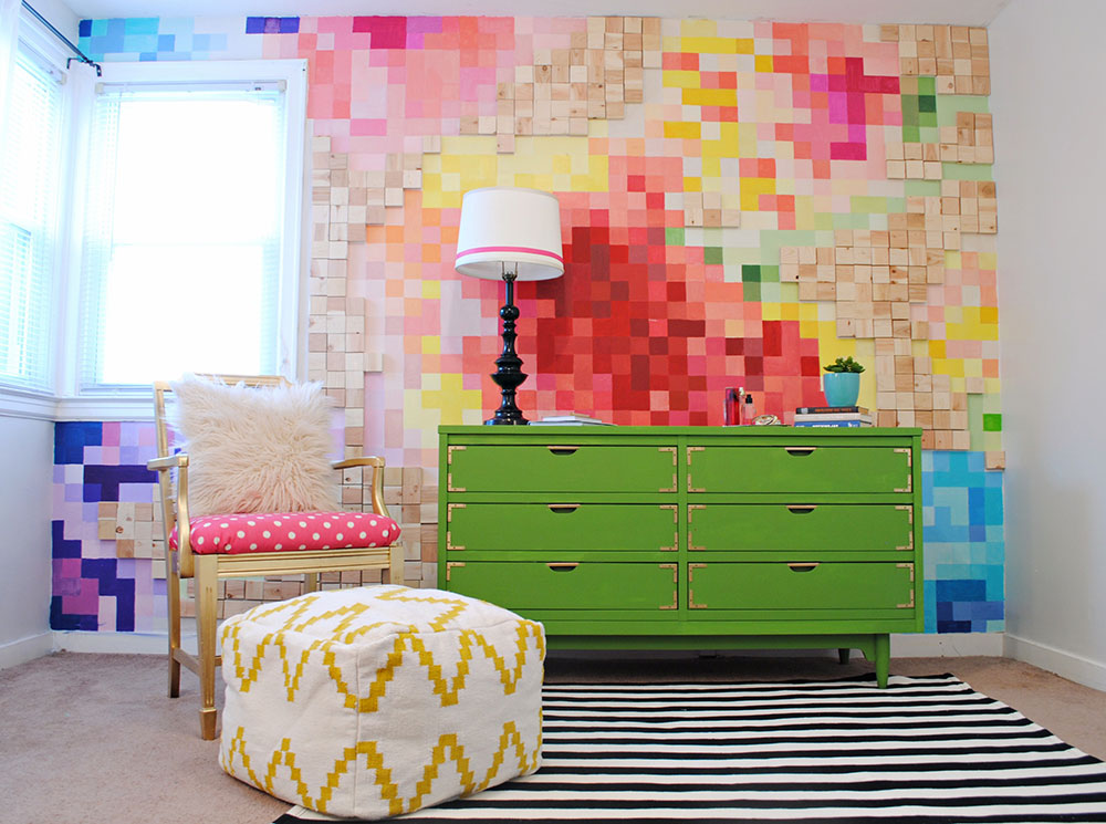 Floral-Pixelated-Wall-21 Bedroom Paint Ideas You Should See Before Doing A Paint Job
