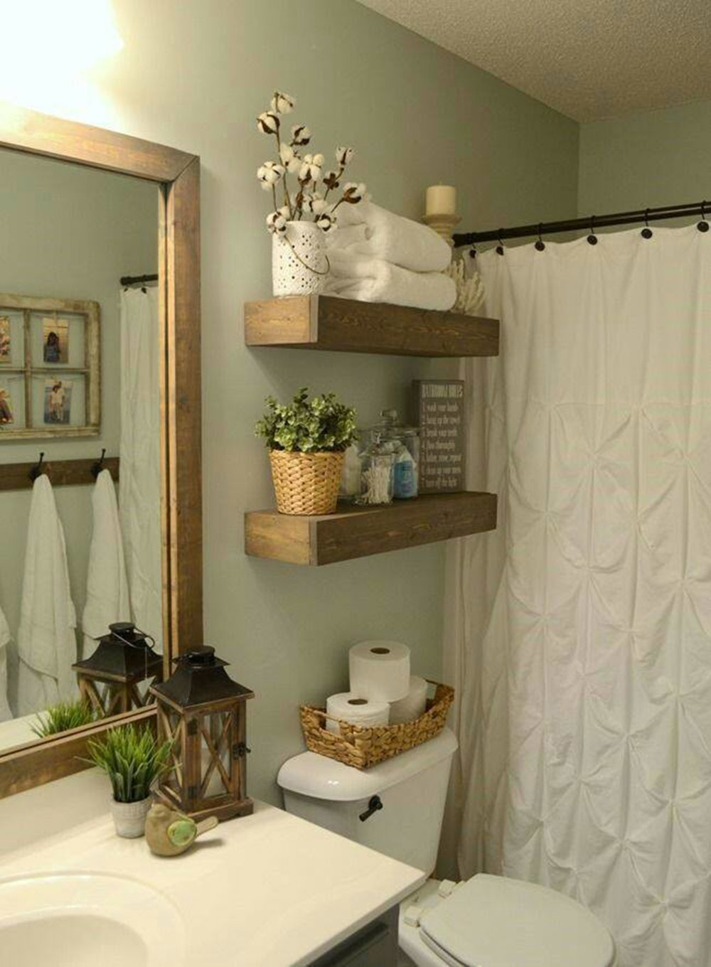 Our-Work-by-Flippin-Rustic Small bathroom shelf ideas to optimize your bathroom space