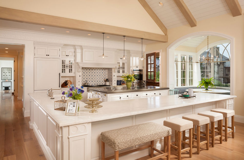 l shaped country kitchen with island and table